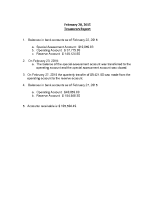 February 28 Treasurer’s Report