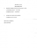 November 12 Treasurer’s Report