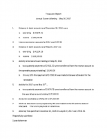 May 20 Treasurer’s Report