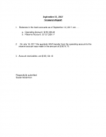 September 15 Treasurer’s Report