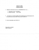 March 17 Treasurer’s Report