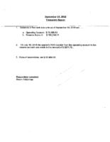 September 14 Treasurer’s Report