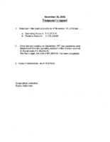 November 10 Treasurer’s Report