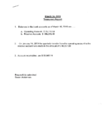 March 16 Treasurer’s Report