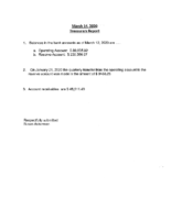 March 14 Treasurer’s Report
