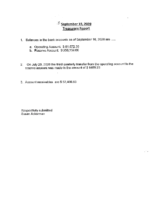 September 18 Treasurer’s Report