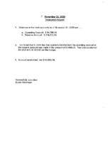 November 21 Treasurer’s Report