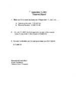 September 18 Treasurer’s Report