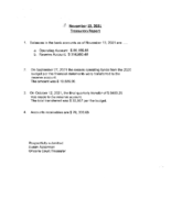 November 13 Treasurer’s Report