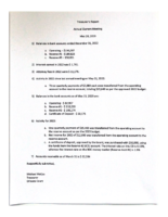 May 20 Treasurer’s Report